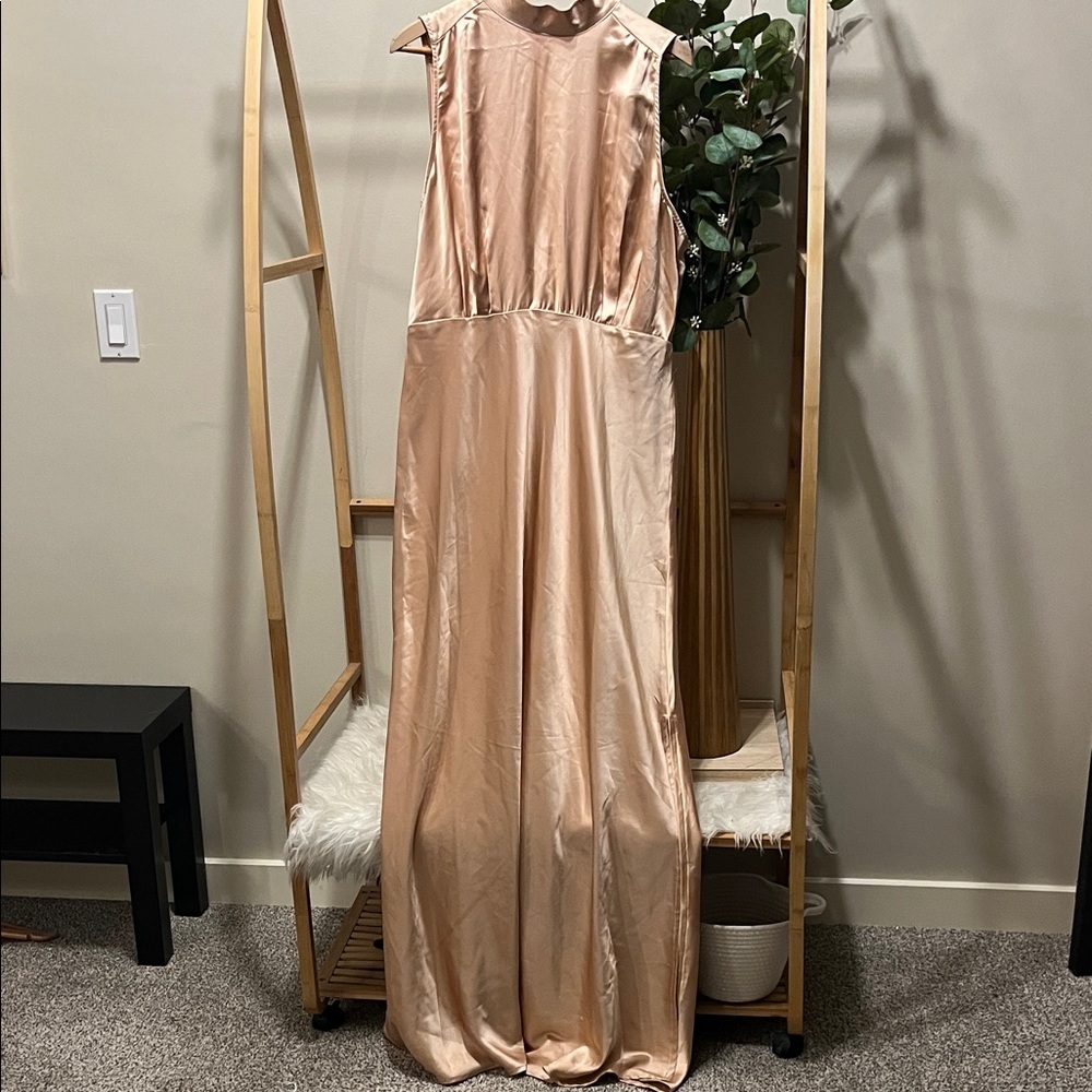 Lulu's Blush Satin Maxi Dress